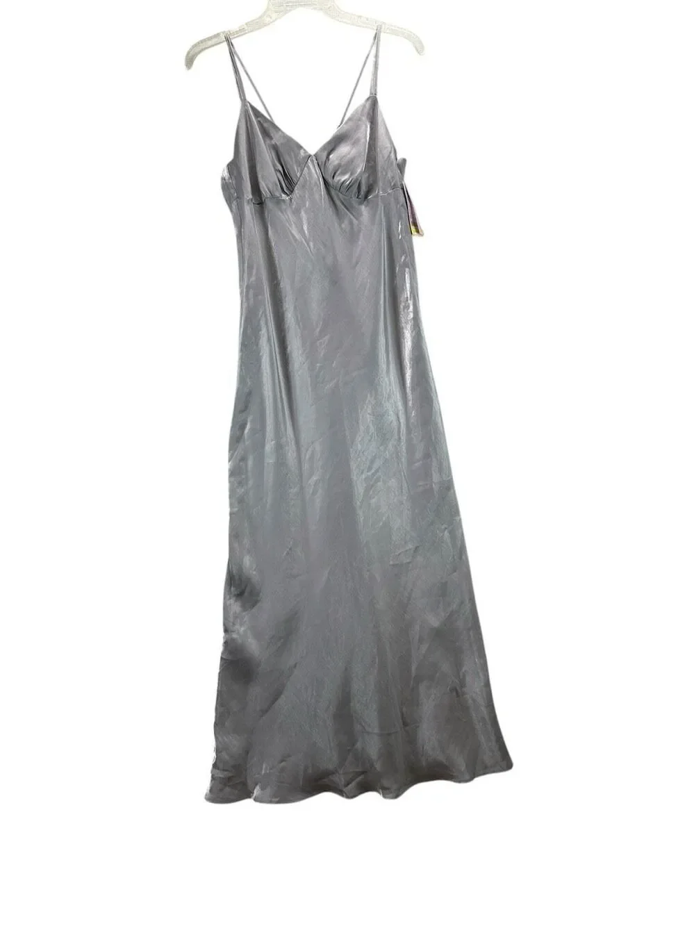 Wild Fable Silver Iridescent Satin Maxi Dress Size M NWT Y2K Prom Evening